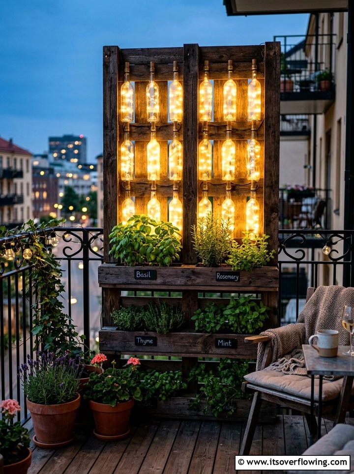 Vertical Bottle Garden Light - 25 garden ideas with bottle lights