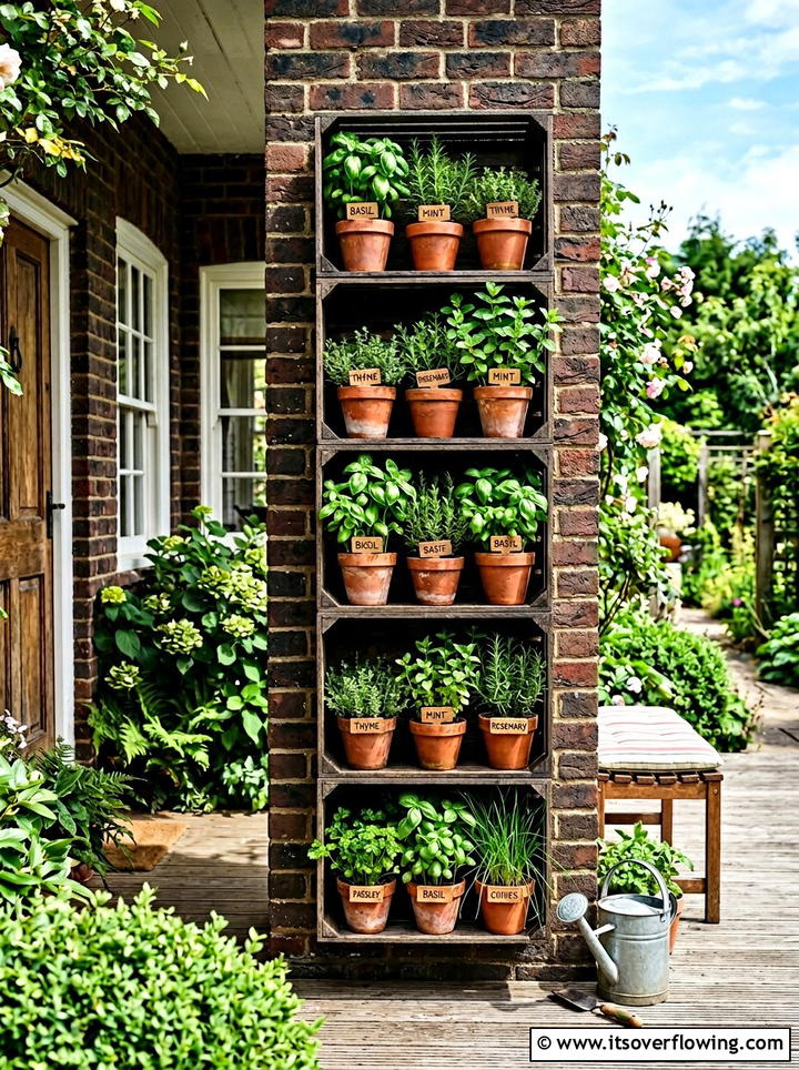 Vertical Crate Herb Garden - 25 front porch ideas with crate decor