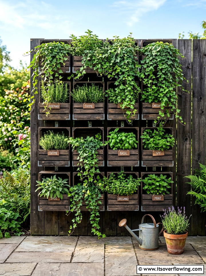 Vertical Crate Wall - 25 garden decor ideas with crates