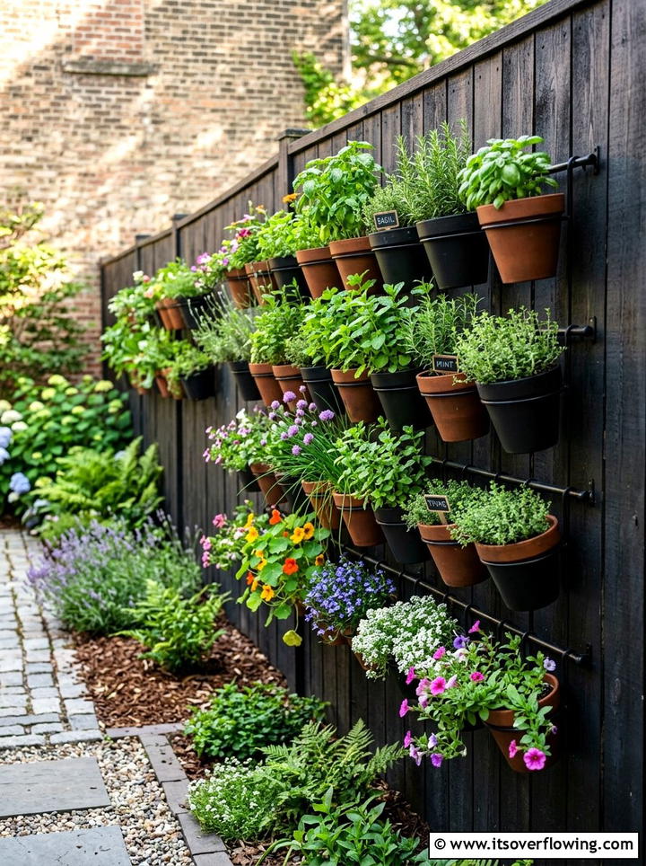 Vertical Fence Hanging Planter - 25 garden ideas with hanging planters