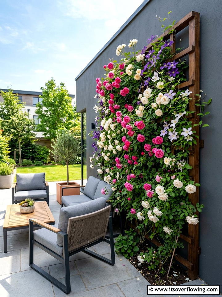 Vertical Flower Wall - 25 backyard ideas with flower garden