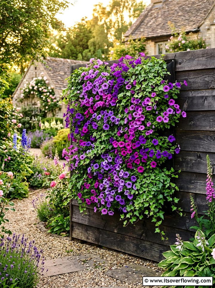Vertical Flower Wall - 25 backyard decorating ideas with floral displays
