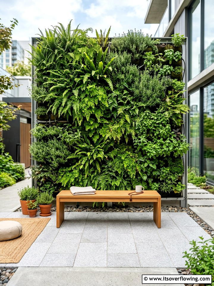 Vertical Garden Meditation - 25 backyard ideas with meditation corner