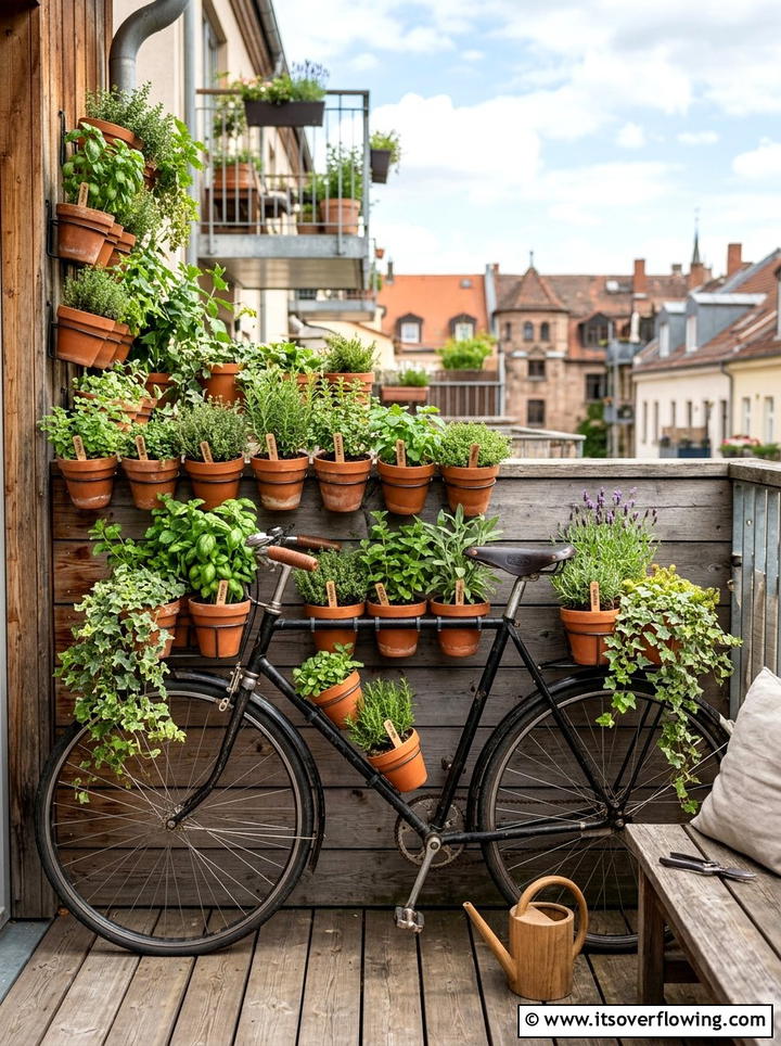 Vertical Garden On Bicycle Frame - 25 upcycled garden ideas with old bicycles