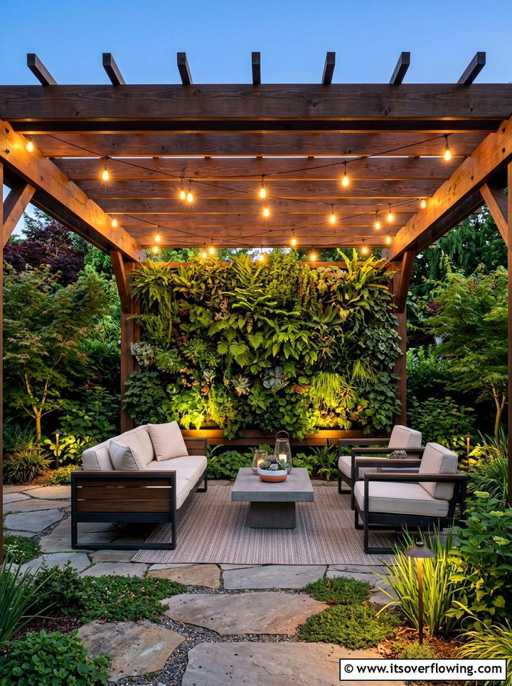 Vertical Garden Pergola Accent Lights - 25 backyard decorating ideas with pergola string lights