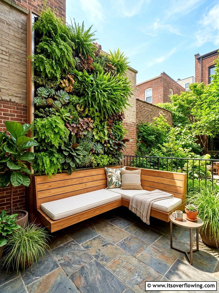 Vertical Garden Seating Wall - 25 creative garden ideas with seating nooks