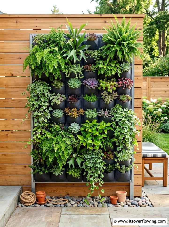 Vertical Garden Wall - 25 small garden ideas with layered plants
