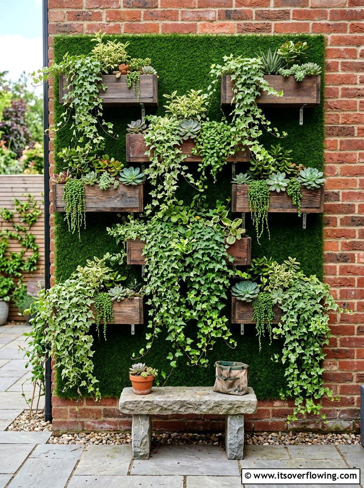 Vertical Garden Wall - 25 small garden ideas with artificial turf