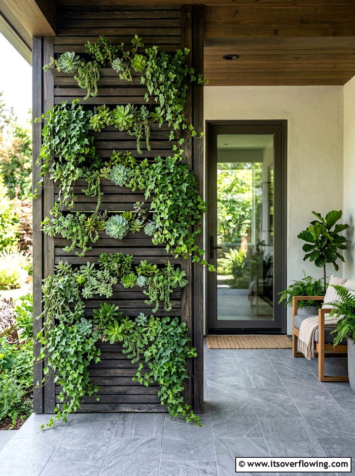 Vertical Garden Wall On Left Side - 25 front porch decor ideas with asymmetrical layout