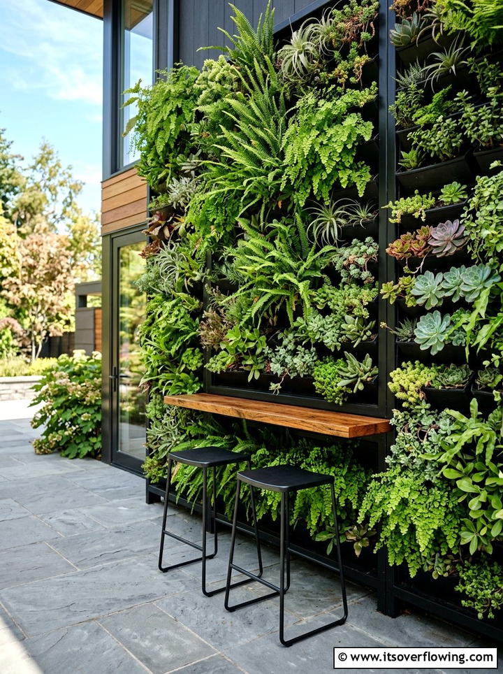 Vertical Garden Wall With Stools - 25 small garden ideas with compact furniture