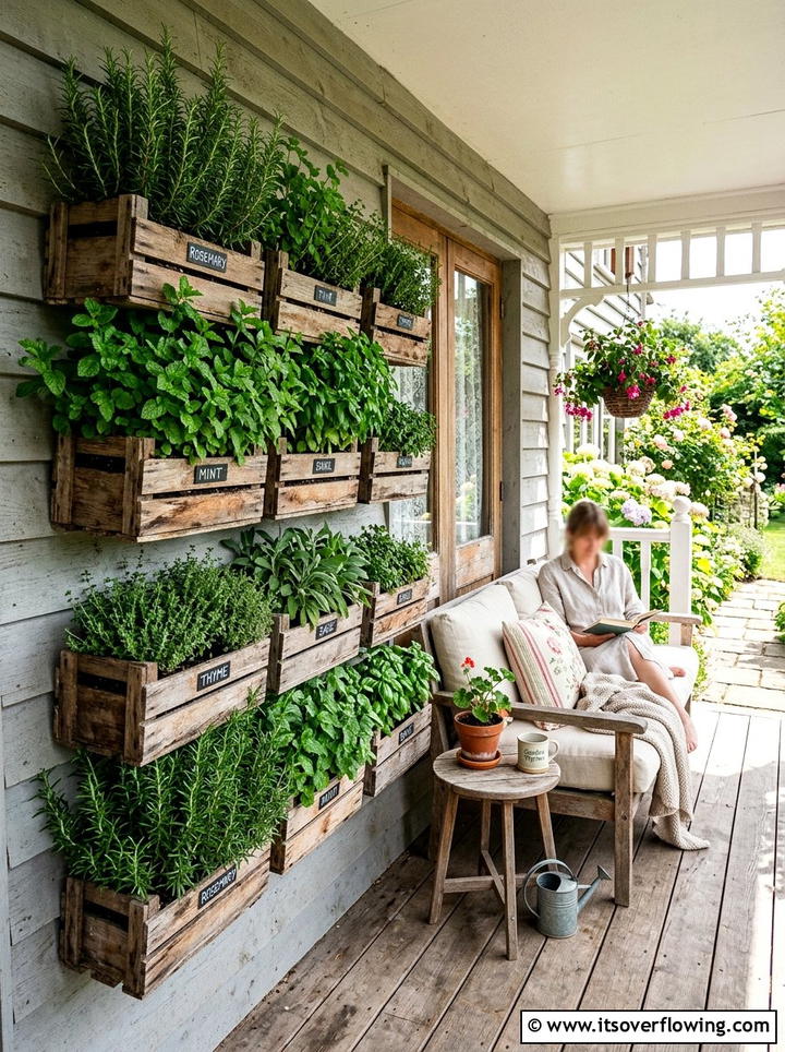 Vertical Herb Garden - 25 front porch ideas with boho style