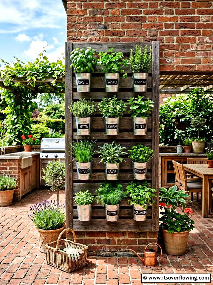 Vertical Herb Garden - 25 backyard decorating ideas with wall decor