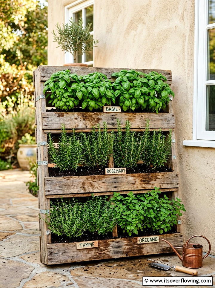 Vertical Herb Garden - 25 garden decor ideas with pallet projects