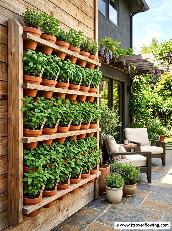 Vertical Herb Garden - 25 garden decor ideas with summer decor