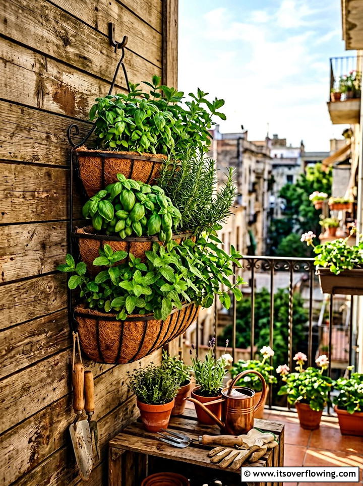 Vertical Herb Garden - 25 small garden ideas with hanging baskets