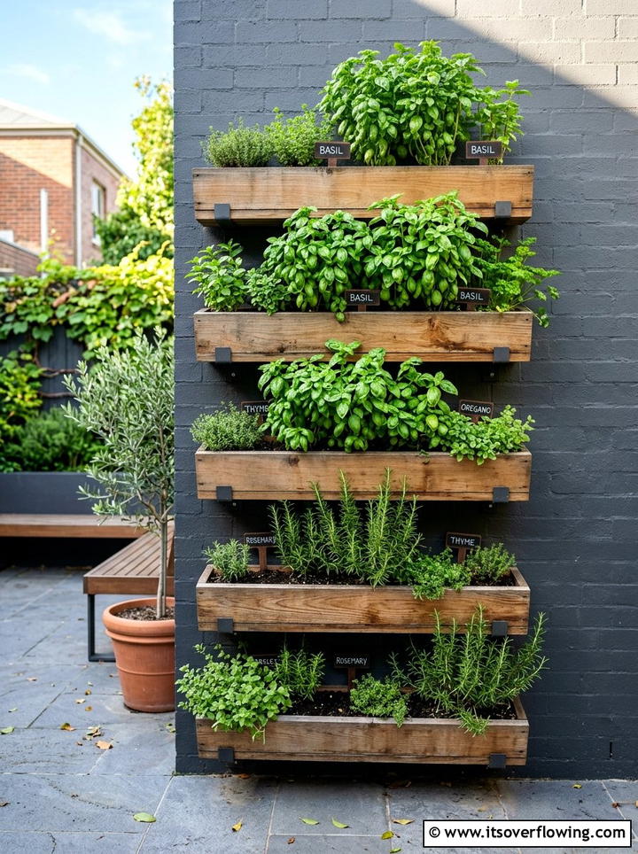 Vertical Herb Garden - 25 backyard ideas with no grass