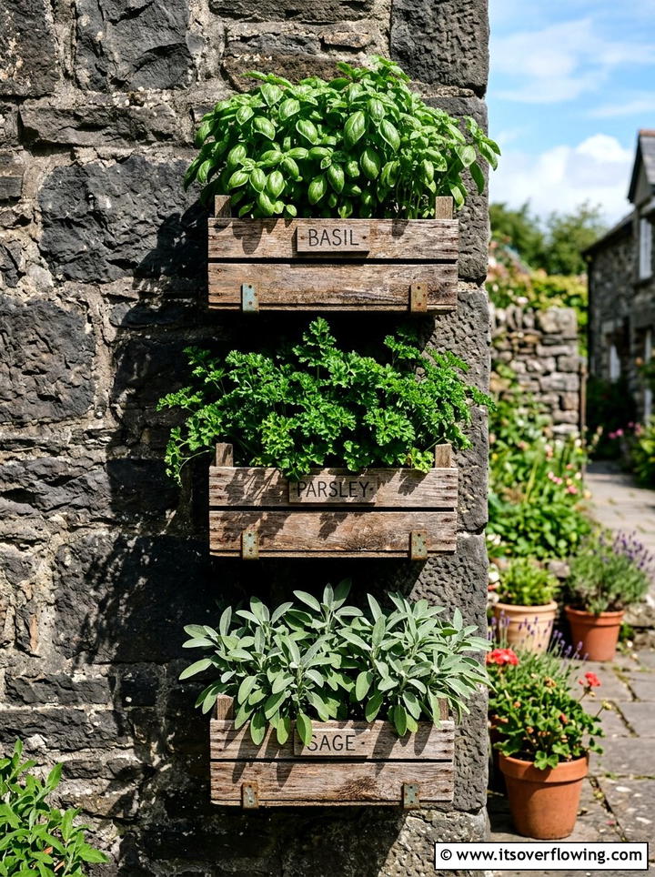 Vertical Herb Garden - 25 upcycled garden ideas with old crates
