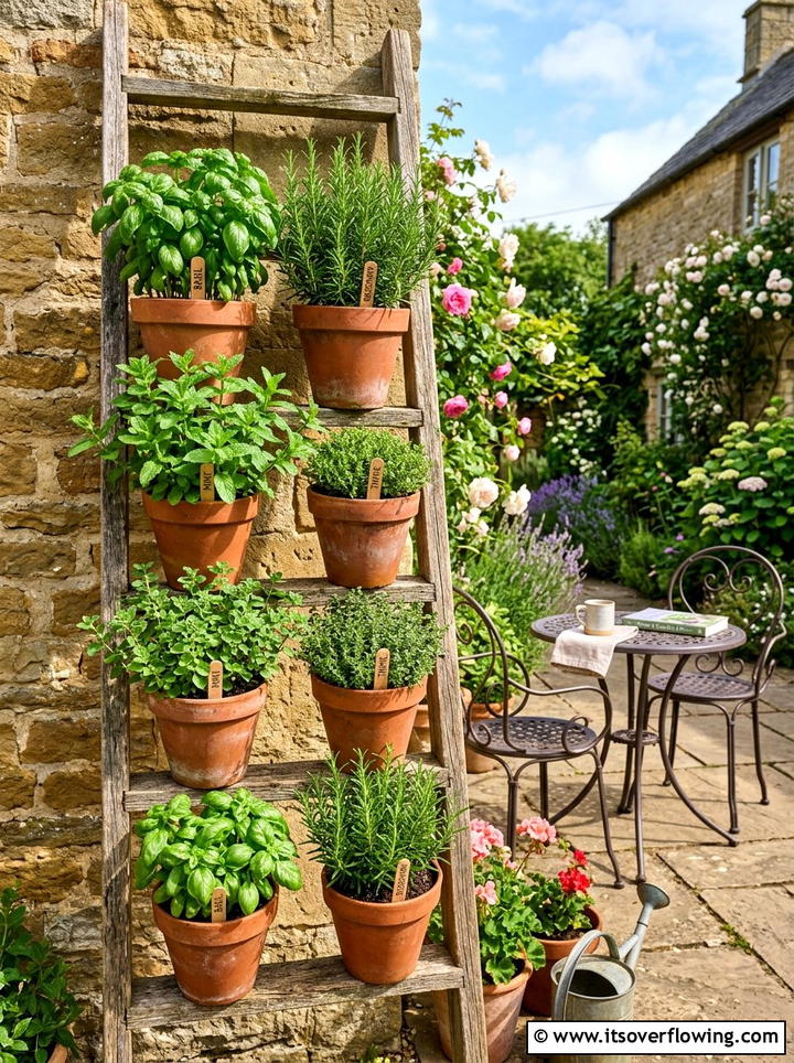 Vertical Herb Garden - 25 upcycled garden ideas with old ladders