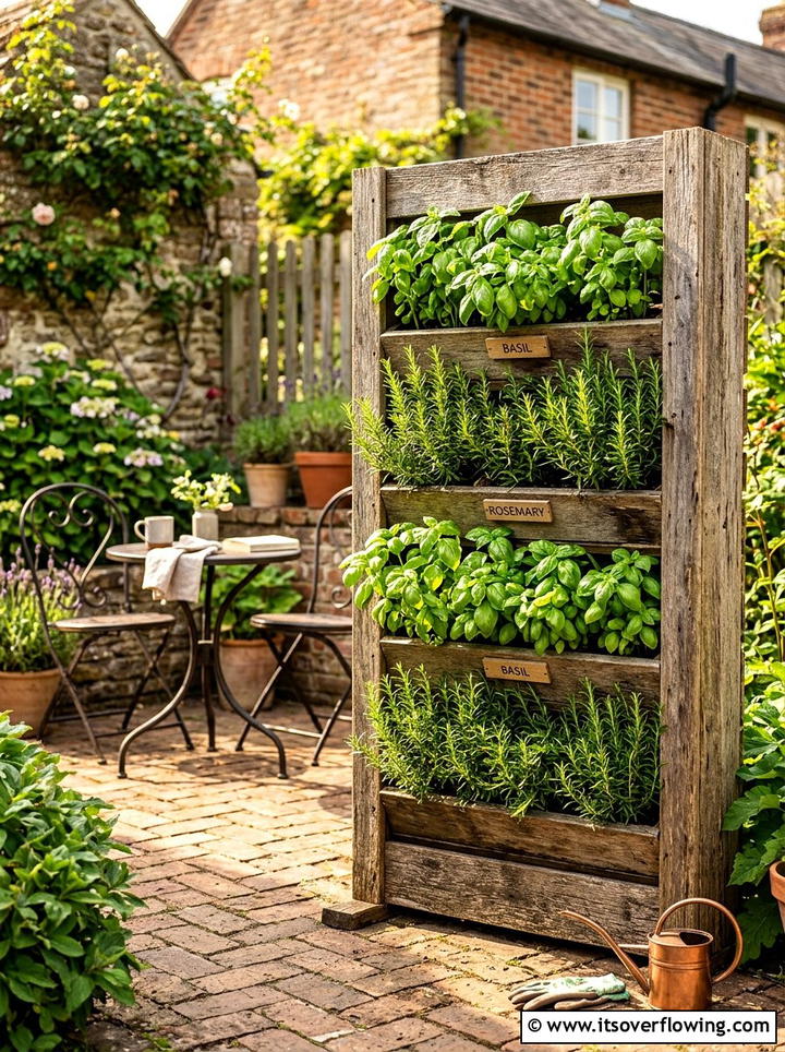 Vertical Herb Garden - 25 upcycled garden ideas with pallets