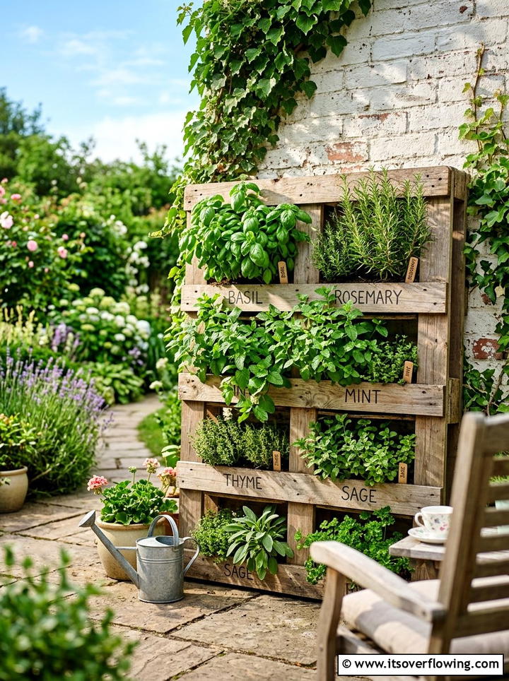 Vertical Herb Garden Pallet - 25 recycled garden ideas with pallet wall garden