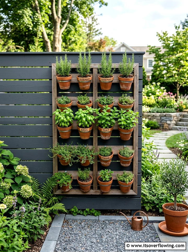 Vertical Herb Garden Wall - 25 backyard ideas with container garden