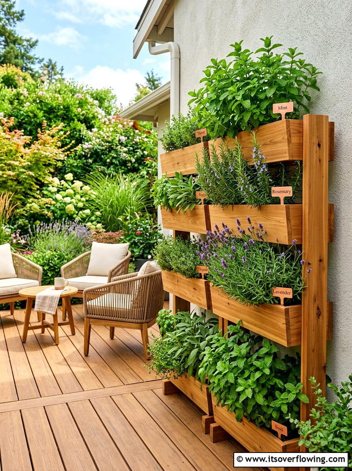 Vertical Herb Garden Wall - 25 creative garden ideas with tea gardens