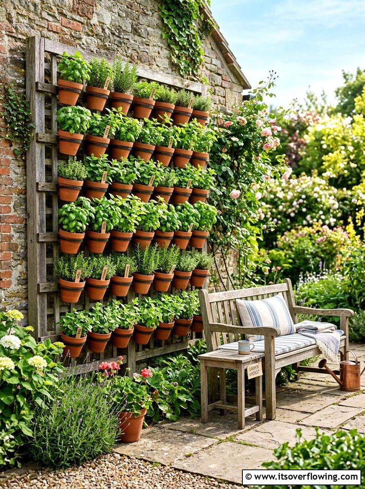 Vertical Herb Garden Wall - 25 backyard ideas for rental homes