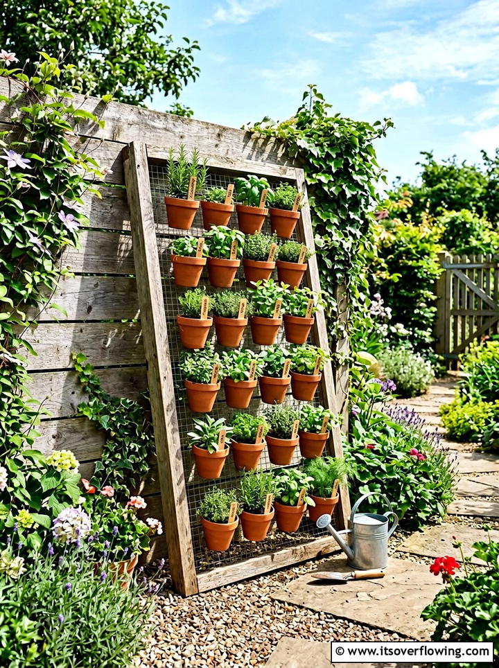 Vertical Herb Rack - 25 upcycled garden ideas with old tables