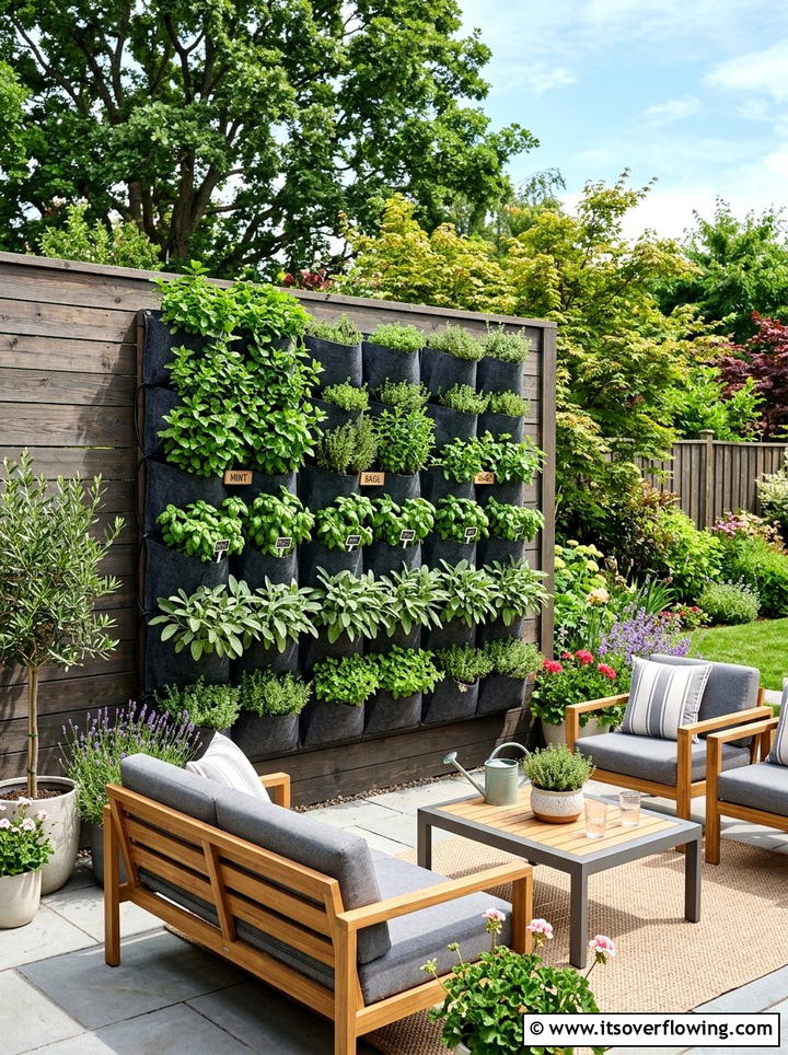 Vertical Herb Wall - 25 garden ideas with herbs