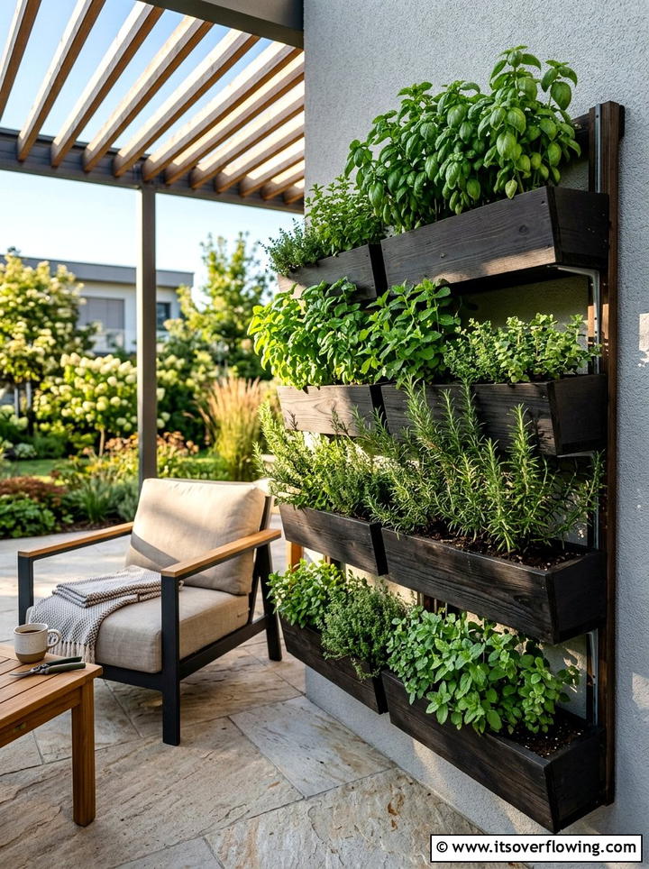 Vertical Herb Wall - 25 small garden ideas with herbs