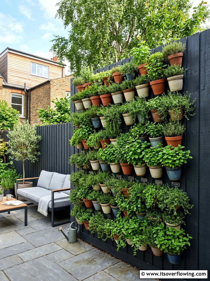 Vertical Herb Wall - 25 backyard ideas with herb garden