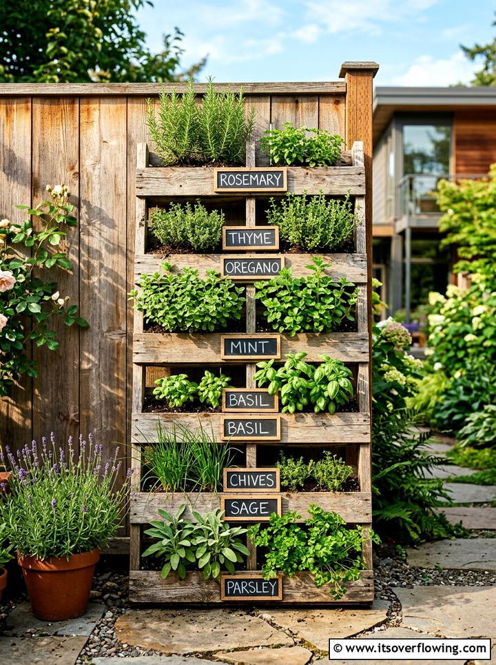 Vertical Pallet Herb Garden - 25 reusing old things ideas for herb garden