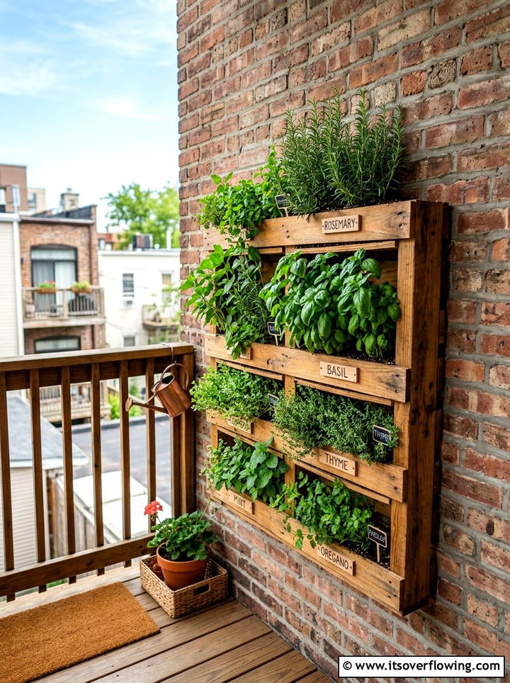 Vertical Pallet Herb Garden - 25 creative garden ideas with reclaimed wood beds