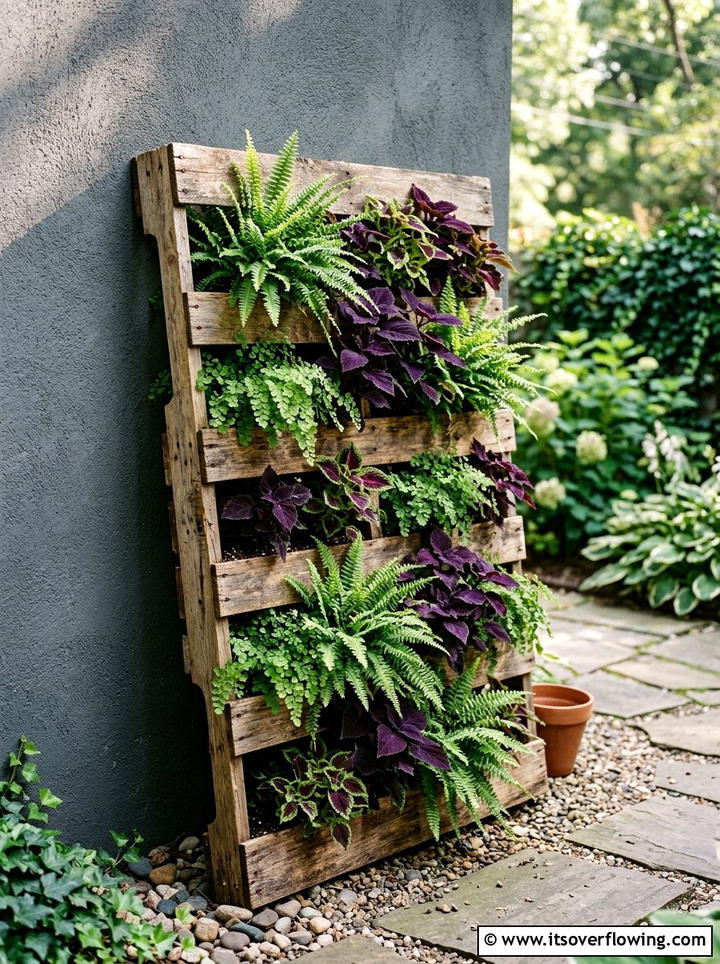 Vertical Pallet Planter - 25 upcycled garden ideas for shaded spaces