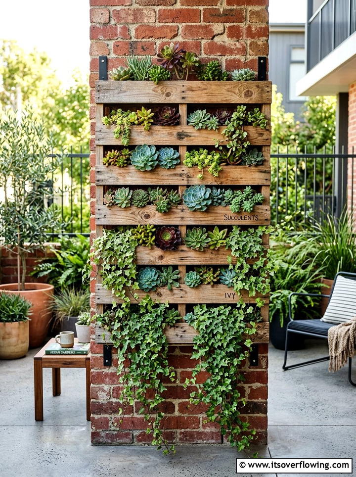Vertical Pallet Planter - 25 upcycled garden ideas with reclaimed wood