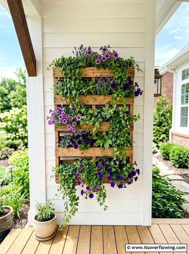 Vertical Pallet Planter - 25 front porch ideas with pallet decor