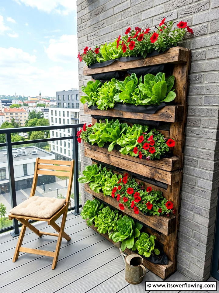 Vertical Pallet Planter - 25 recycled garden ideas for small spaces