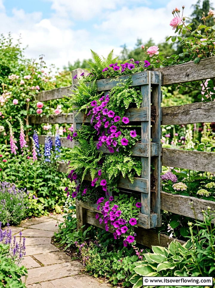 Vertical Pallet Planter - 25 recycled garden ideas on a budget
