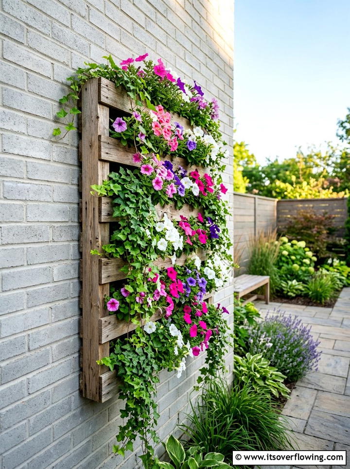 Vertical Pallet Planter - 25 small garden ideas on a budget
