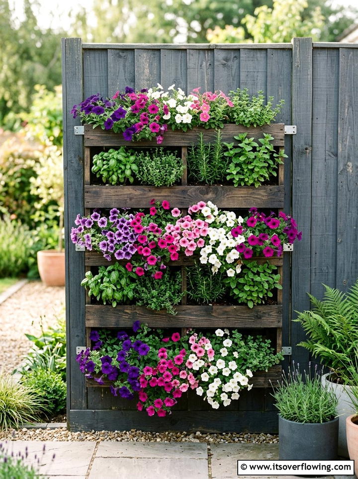Vertical Pallet Planter - 25 backyard decorating ideas with pallet projects
