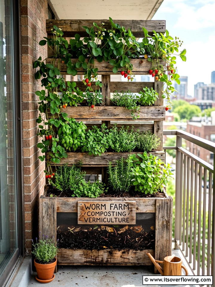 Vertical Pallet Worm Farm - 25 recycled garden ideas with worm bins