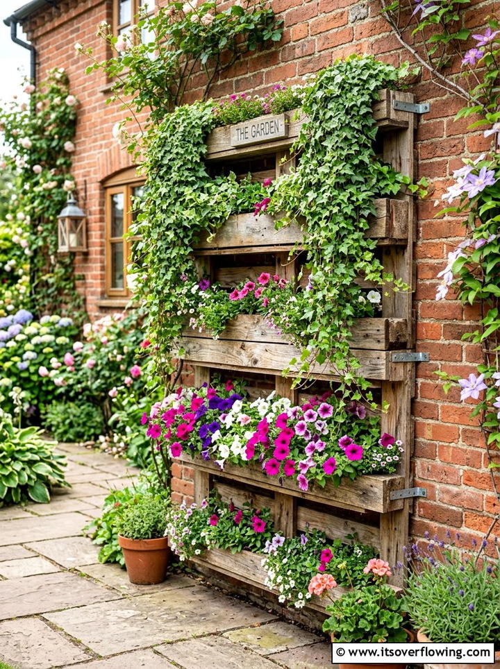 Vertical Planter Wall - 25 garden decor ideas with pallet projects
