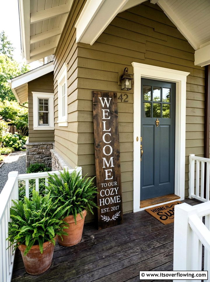 Vertical Porch Leaner - 25 front porch decor ideas with signs