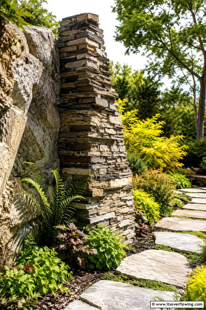 Vertical Rock Feature Edge - 30 Stone Garden Edging Ideas for Defined Outdoor Spaces