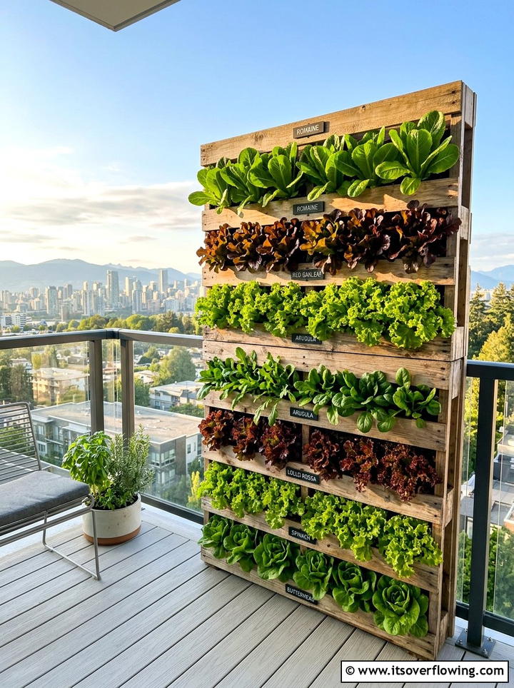 Vertical Salad Garden - 25 upcycled garden ideas with pallets
