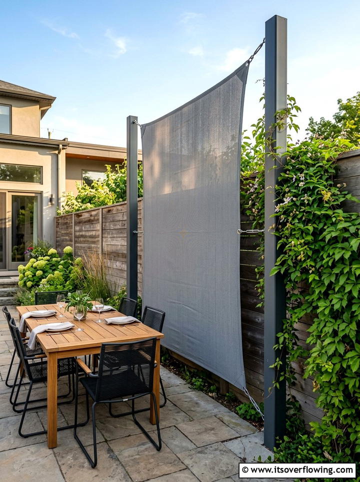 Vertical Shade Sail Wall - 25 backyard ideas with shade sail