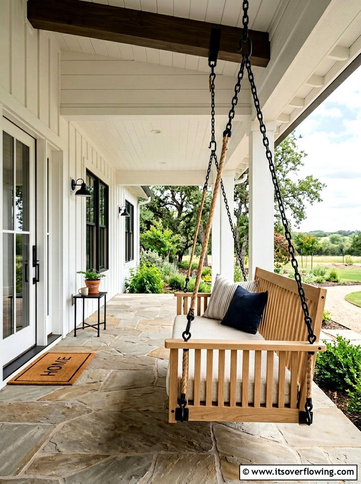 Vertical Slat Porch Swing - 25 front porch ideas with porch swing