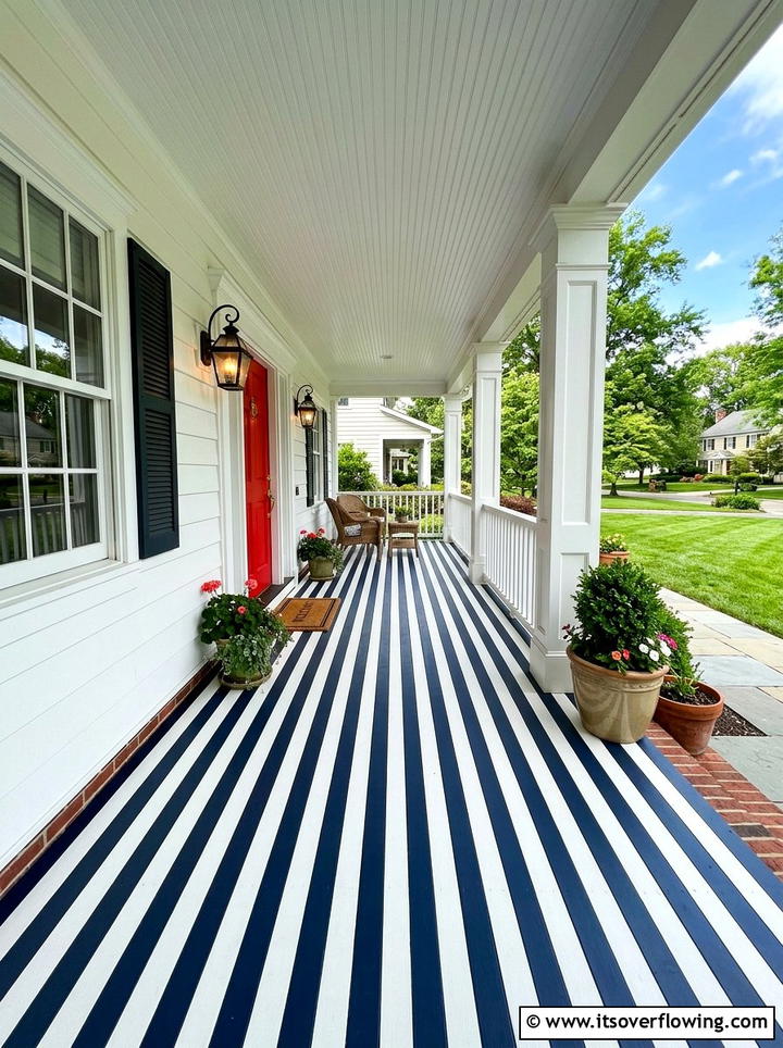 Vertical Striped Porch Floor - 25 front porch ideas with painted floor