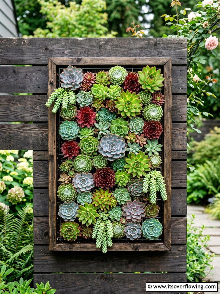 Vertical Succulent Frame - 25 garden decor ideas diy