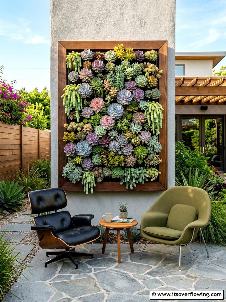Vertical Succulent Garden - 25 backyard ideas with living wall